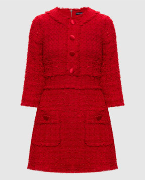 Dolce&Gabbana Красное твидовое платье с люрексом F622ATHJMRM