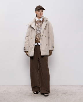 Brunello Cucinelli Бежевая двубортная пуховая куртка MG5017709