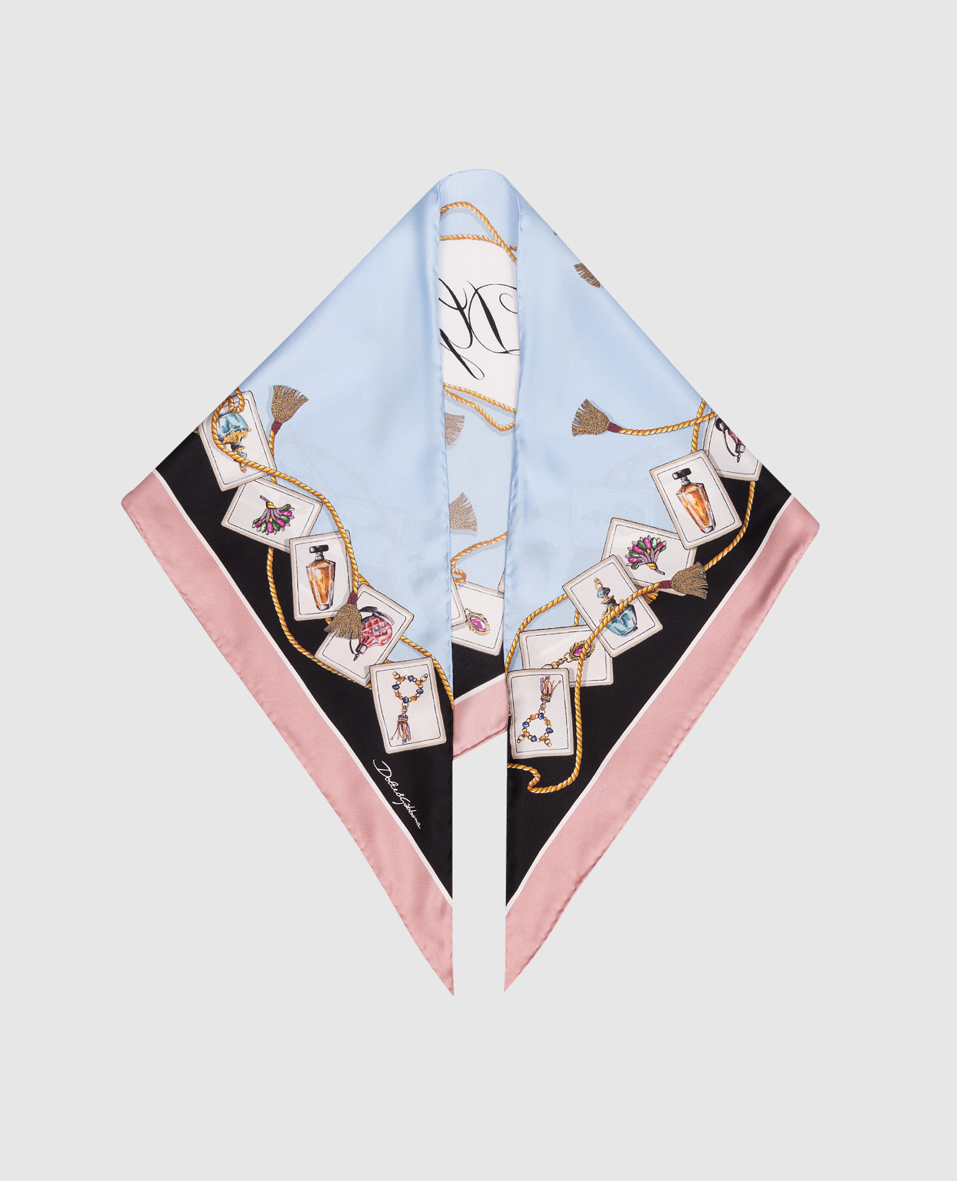 

Платок из шелка в принт, Разноцветный, Платки