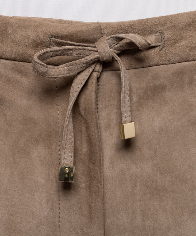 Max Mara Бежевые замшевые штаны TEMPIO SMMTEMPIO изображение 5