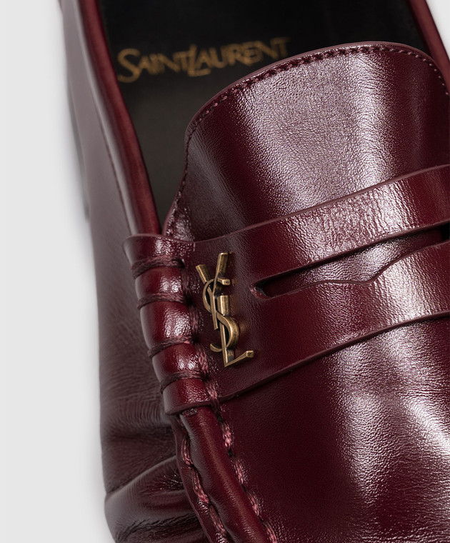 Saint Laurent Бордовые кожаные глянцевые LE LOAFER A001MMAAFGB изображение 5