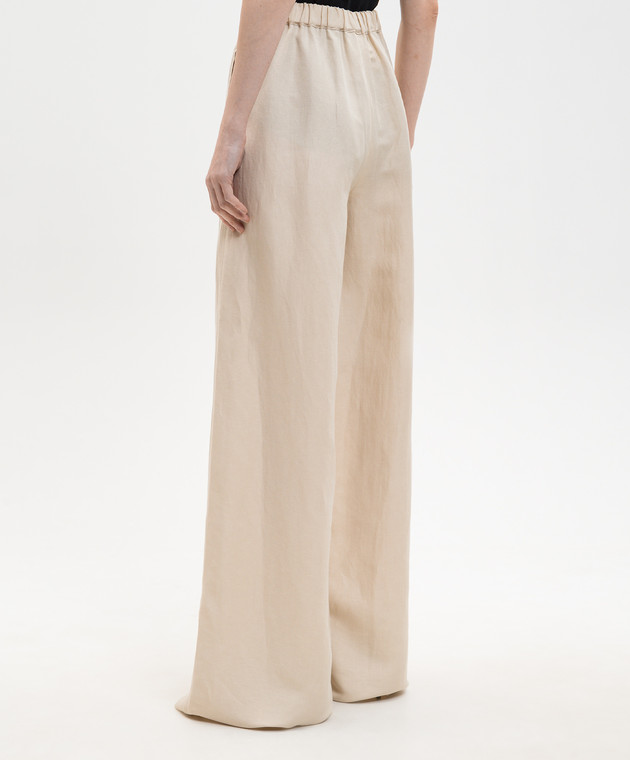 Max Mara Бежевые палаццо MORO из льна и шелка MXMORO изображение 4