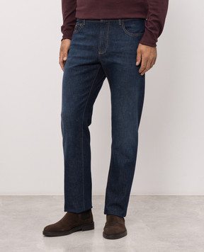 Canali Синие джинсы с эффектом потертости PD0143091719
