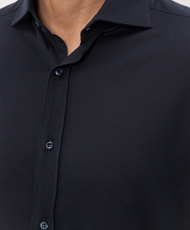 Brunello Cucinelli Синяя рубашка с шелком MH8366686 изображение 5