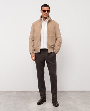 Pini Parma Бежева замшева куртка BMBSHEATAU