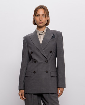 Brunello Cucinelli Сірий двобортний жакет з вовною M0W077038P