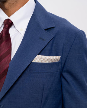 Brunello Cucinelli Бежева двостороння хустка-паше із шовку в геометричний принт MX8660091