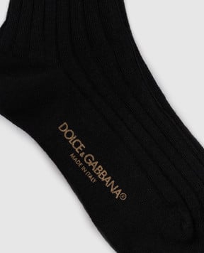 Dolce&Gabbana Черные носки с шерстью в рубчик FXP07TJGMD1