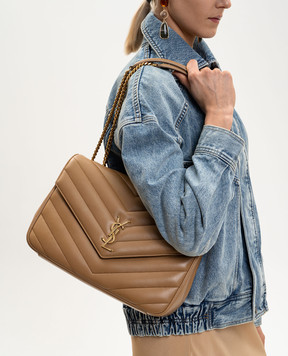 Saint Laurent Бежева шкіряна сумка LOULOU 803541AAEAX