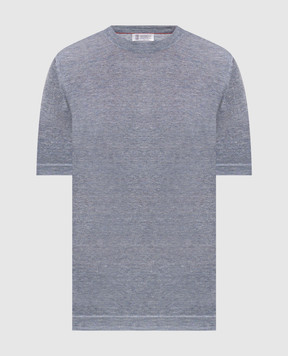 Brunello Cucinelli Синяя футболка с леном M2L00340