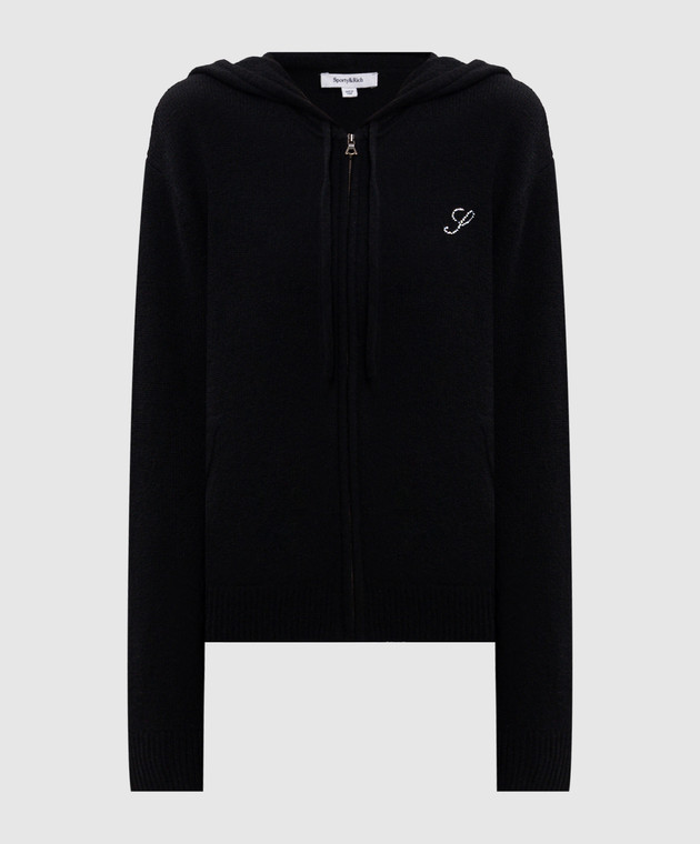 Sporty & Rich Черная спортивная куртка из кашемира и шерсти CA00282327BA01