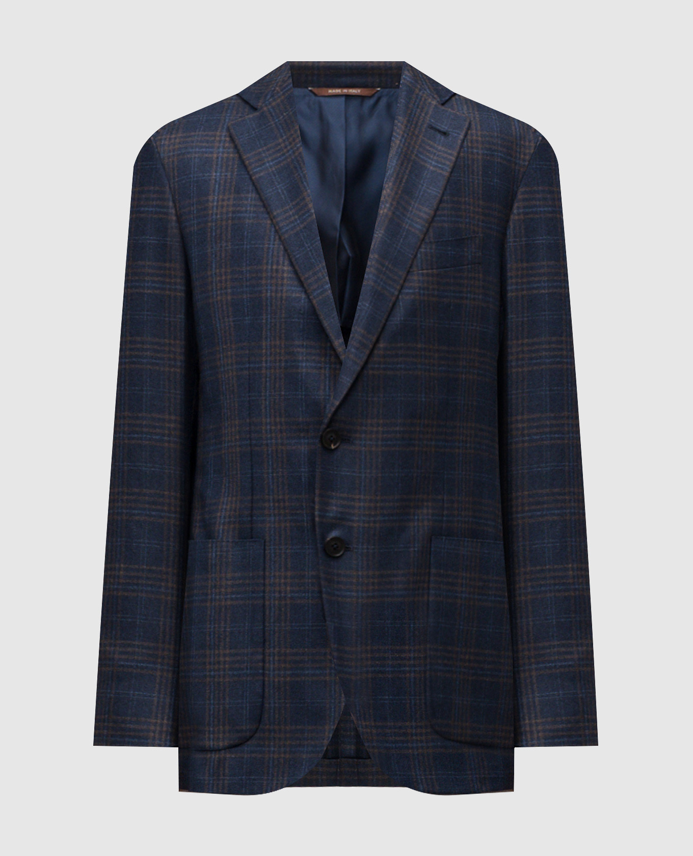 

Синий пиджак Kei из шелка и кашемира в клетку, Тёмно-синий, Пиджаки