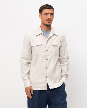 Pini Parma Сіра сорочка з льоном OVERSHICE