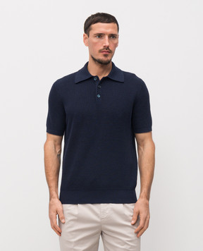 Brunello Cucinelli Синее поло с льном M2L707715