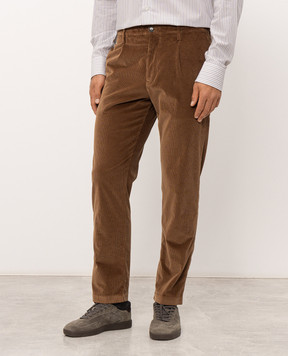 Canali Коричневые вельветовые брюки PT01657D91605