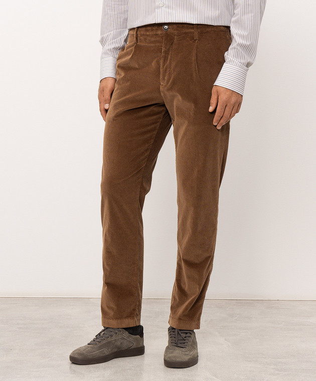 Canali Коричневые вельветовые брюки PT01657D91605 изображение 3
