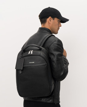 Trussardi Чорний шкіряний рюкзак з логотипом Z698E006311NMBZ03L33