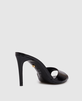 Babe Pay Pls Чорні шкіряні лаковані мюлі 205804LA