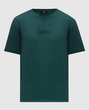 Herno Зелена футболка з вишивкою логотипа JG000239U52000