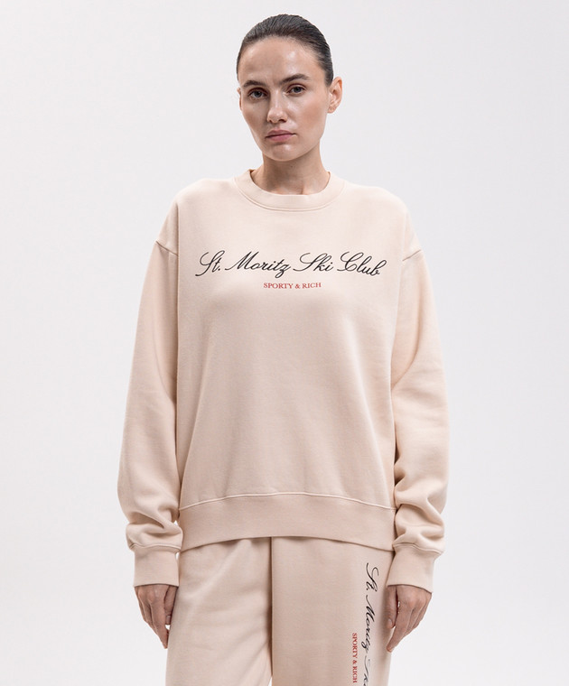 Sporty & Rich Бежевый свитшот с принтом ST10382000CR01 изображение 3