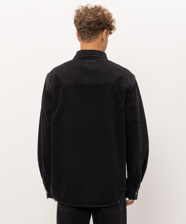 Off-White Черная рубашка джинсовая с вышивкой логотипа 44MYD05YF26D001 изображение 4
