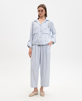 Herno Голубые брюки с льном PT000222D12689