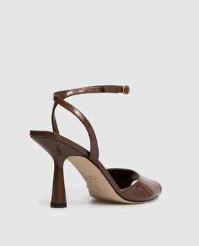 Stuart Weitzman Коричневі шкіряні лаковані босоніжки Val SN010