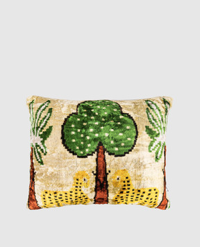 Les Ottomans Бежевая декоративная подушка из шелка в принт V68540X50D