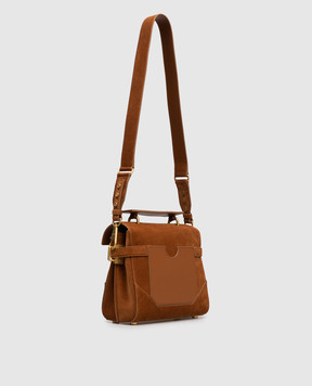 Balmain Коричнева замшева сумка-сетчел B-Buzz 23 GN1DB526LSDL