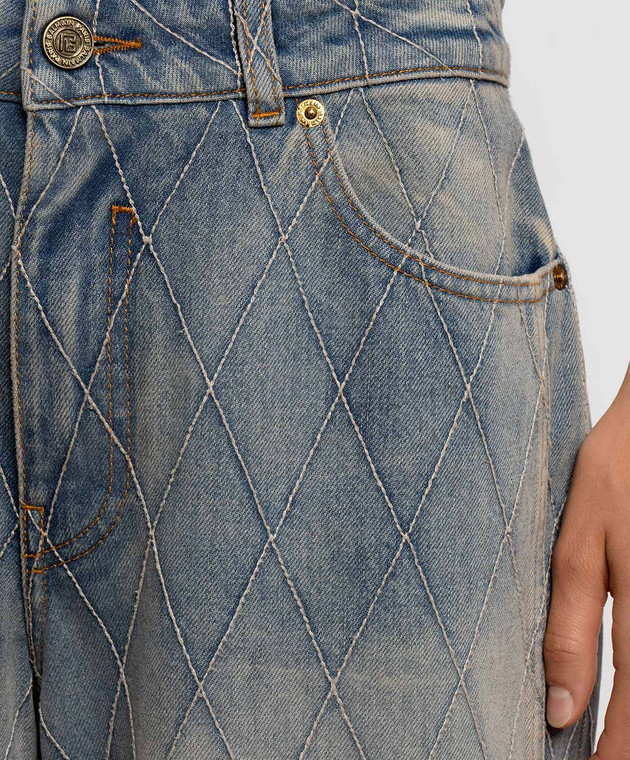 Balmain Голубые джинсы с эффектом потертости HF1MI052DF79 изображение 5
