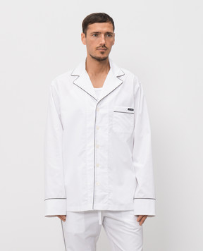 Dolce&Gabbana Біла сорочка в піжамному стилі в клітинку G5OI9TFU5YX