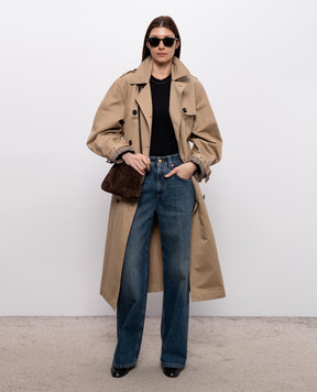 Brunello Cucinelli Чорний топ в рубчик з ланцюжком моніль MPTC8BJ310