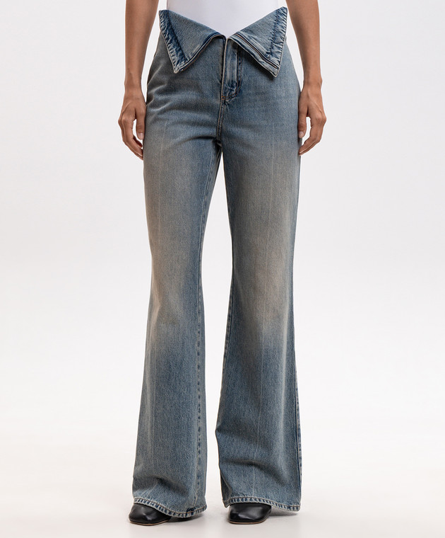 Alexander McQueen Синие джинсы клеш с отворотами 857092QMAD0 изображение 3