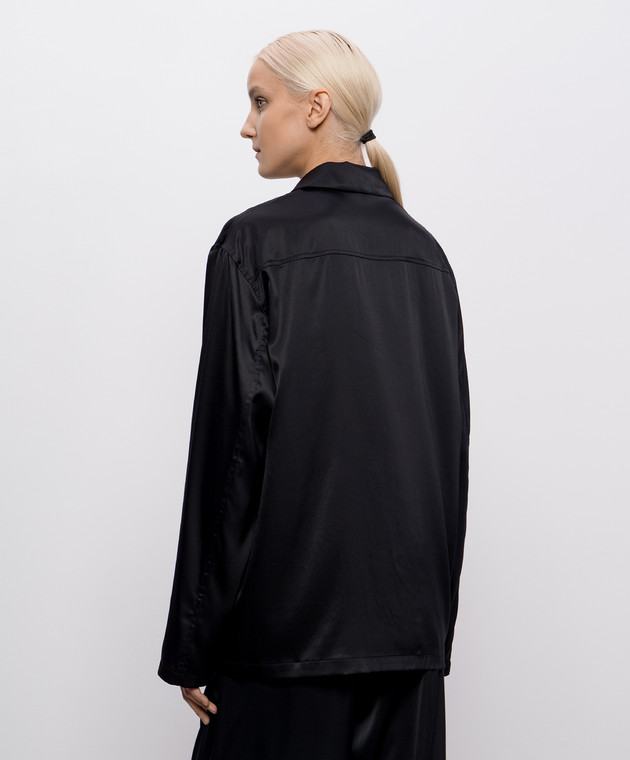 Maison Margiela MM6 Черная блуза с шелком в пижамном стиле MJHH50050 изображение 4