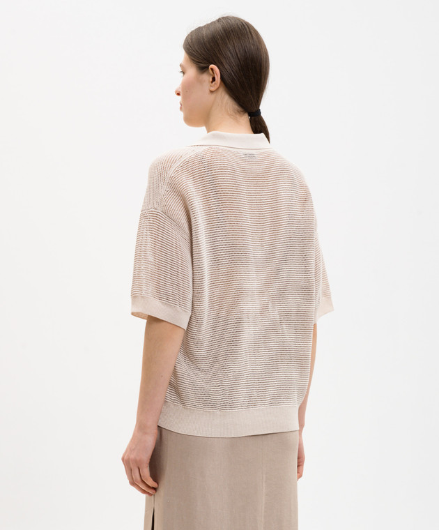 Peserico Бежевый топ с воротником-поло S99113F129056T изображение 4