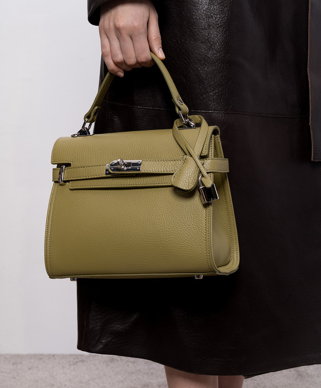 Gianni Notaro Кожаная сумка-сетчел цвета хаки DOLLARO 099DOLLARONIKELц изображение 2