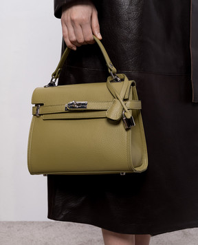 Gianni Notaro Шкіряна сумка-сетчел кольору хакі DOLLARO 099DOLLARONIKELц