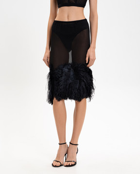 The Attico Чорна спідниця з пір'ям страуса 260WCS00264PAA085RA