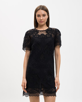 Twinset Чорна сукня міні з вишивкою 261TP2582