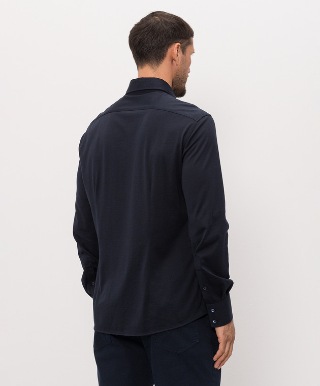 Brunello Cucinelli Синяя рубашка с шелком MH8366686 изображение 4
