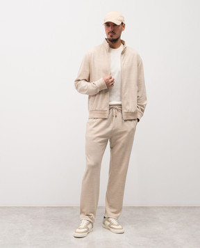 Brett Johnson Бежевые спортивные брюки с шерстью, шелком и льном SS26J7LP193SAN