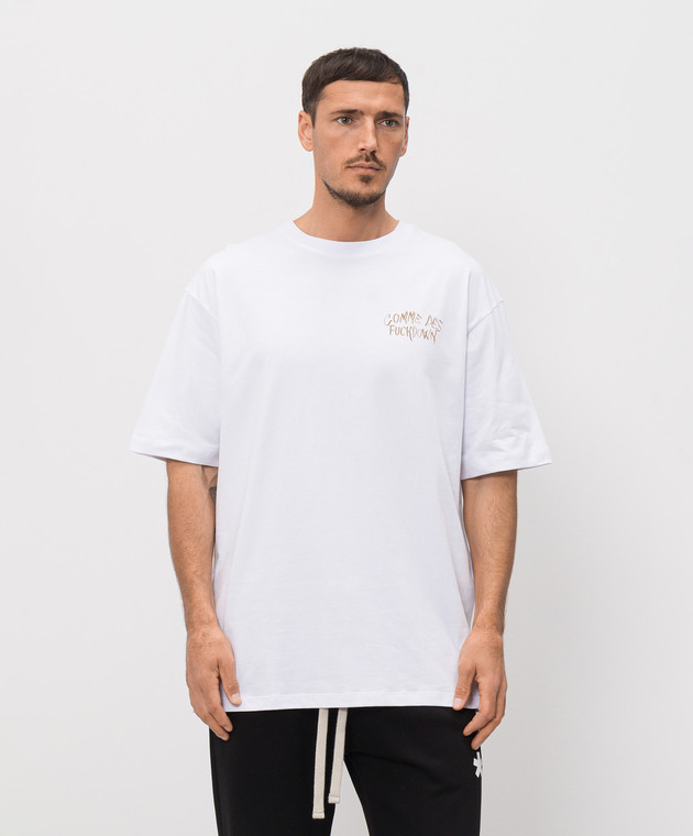 Comme des Fuckdown Біла футболка з брендовим принтом FMS6CFABM01939 зображення 3