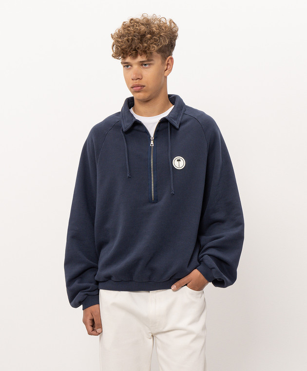 Palm Angels Синий свитшот с нашивкой логотипа PAMBA010FL001 изображение 3
