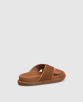 Santoni Коричневі замшеві шльопанці WHXA72177GOMNUGC