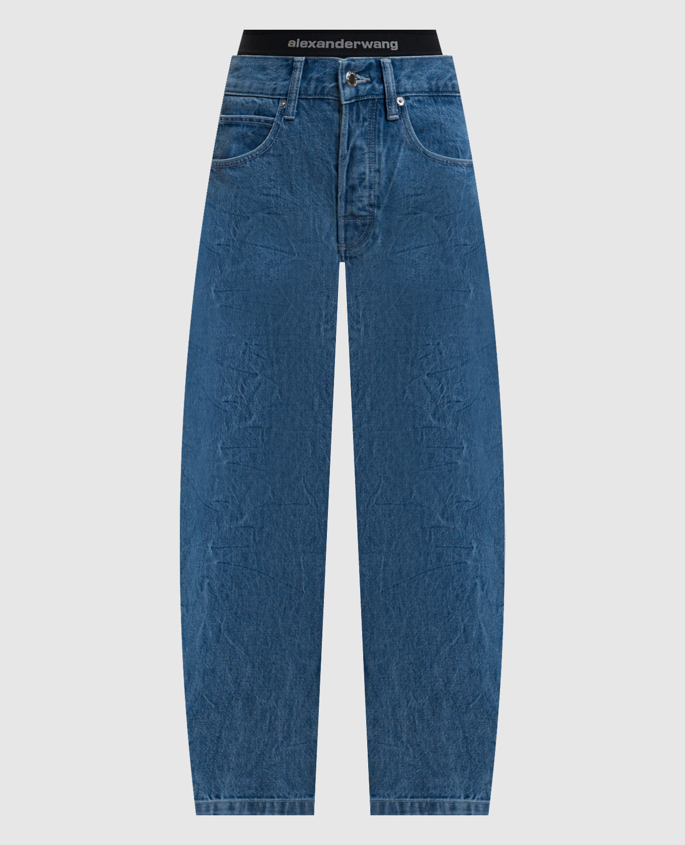 

Синие джинсы-бананы с логотипом, Синий, Широкие джинсы