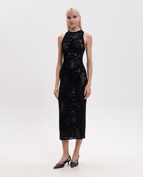Givenchy Чорна ажурна сукня з вишивкою логотипа BW230F4ZUX
