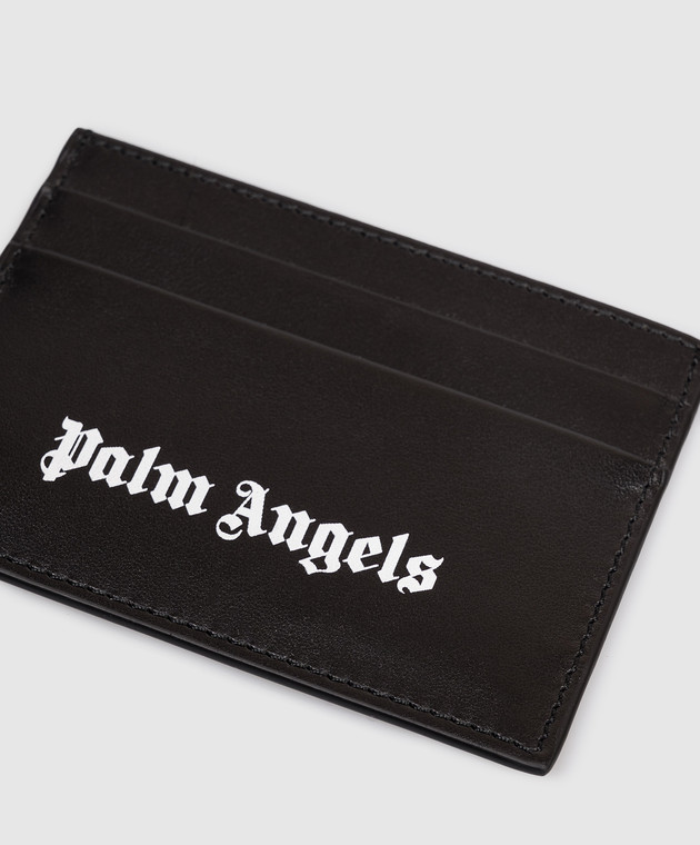 Palm Angels Чорний шкіряний картхолдер з принтом логотипа PWND015S26LEA001 зображення 3