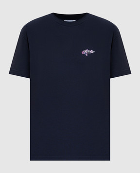 Off-White Синяя футболка с принтом Dripped Watercol 2AA089S26JER006