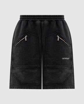 Off-White Чорні шорти з принтом логотипа 2CI006S26FLE001
