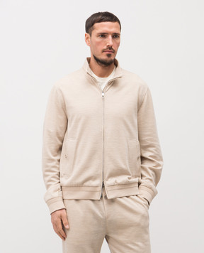 Brett Johnson Бежевая спортивная куртка с шерстью, льном и шелком SS26J1LP193SAN